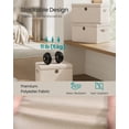 thumbnail image 3 of SONGMICS Storage Bins with Lids, 3 Pack Stackable Fabric Storage Boxes, Odorless PP Sheet, Foldable Cube Baskets Organizers with Handles, Summer Sand, 3 of 5