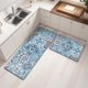 thumbnail image 5 of MeyJey Juego de 2 Tapetes de Cocina Boho, Tapete Acolchado Impermeable Antideslizante y Antifatiga para Cocina, Comedor y Lavadero, 18"x30"+18"x48" Azul/verde Azulado, 5 of 11