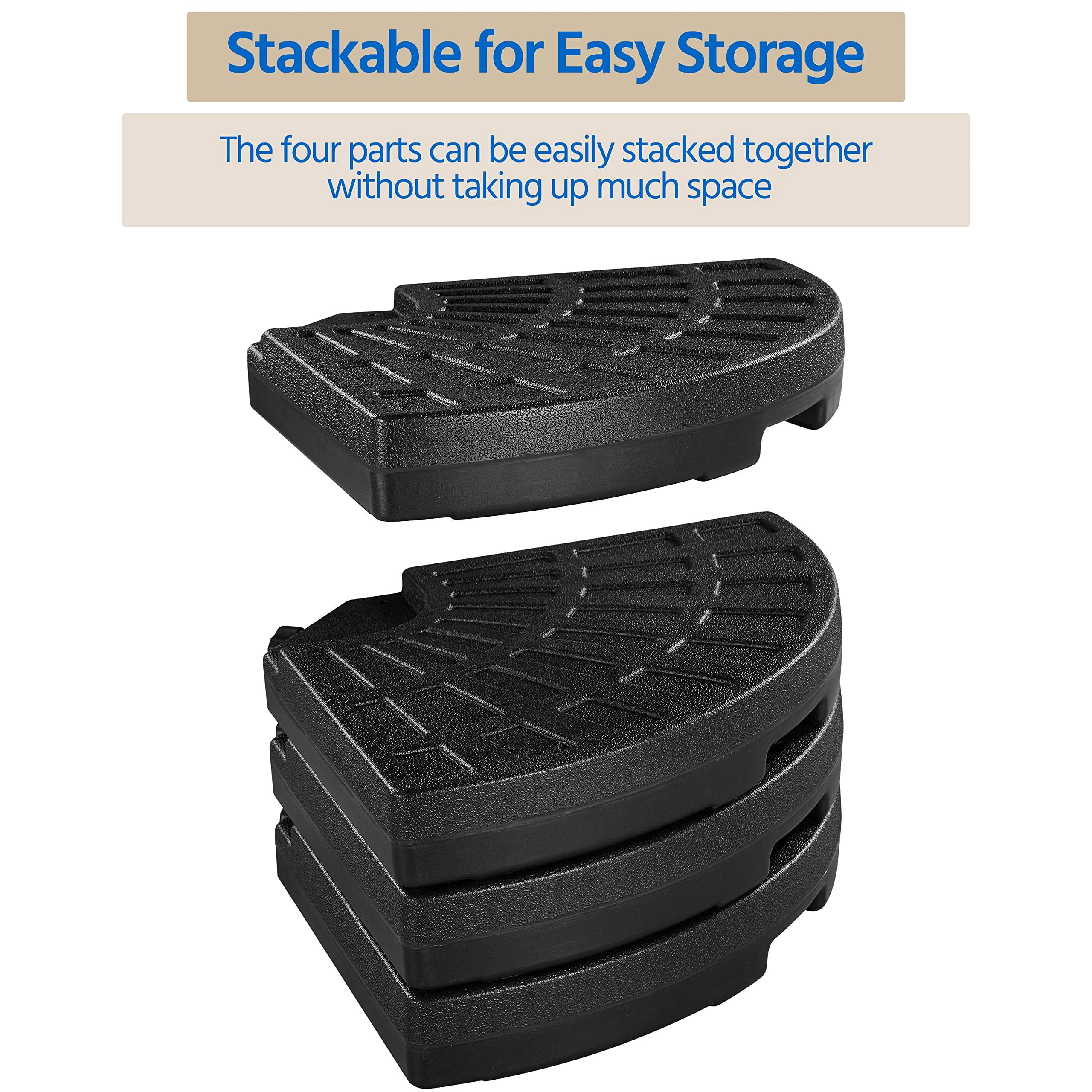 4Pcs 13L Cantilever Offset Patio Umbrella Base Stand Heavy Duty Outdoor Water Sand Filled Weighted Base for Stability, Black