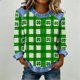 thumbnail image 2 of TaTaai Women's Casual Patchwork Shirt Long Sleeve Round Neck Solid Color St Patrick Day Blouse Soft Comfy Lightweight Top Spring Daily Holiday Party Wear Gift, 2 of 5