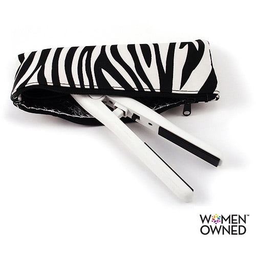 mini straightening iron with travel pouch