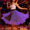 thumbnail image 4 of oqasdz Carnival Solid Color Tiered Mesh Skirt Asymmetrical Hem Party Wear with White Elegant Flowy Design for Festive Celebrations Events, 4 of 6