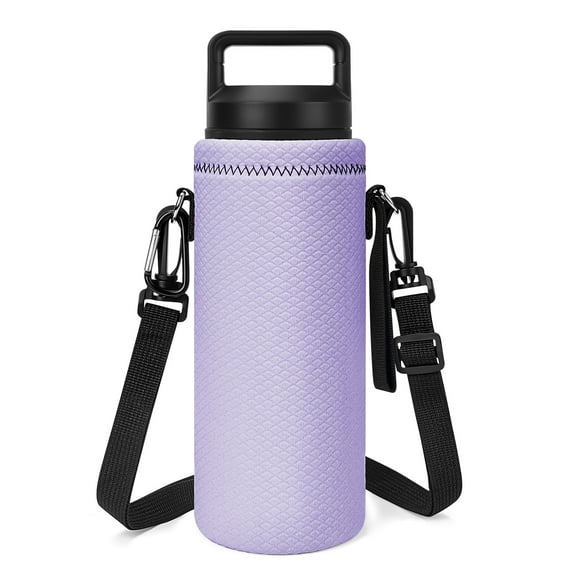 Linkidea Neoprene Water Bottle Carrier with Strap Compatible with YETI Rambler Bottle 18oz/26oz, Yonder 25oz, Insulated Waterbottle Sling Bag with Shoulder Strap, Light Purple