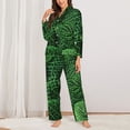 thumbnail image 2 of Daiia Natural Green Leaves for Women's Long-Sleeved Pajama Set – Soft & Comfortable Sleepwear Button-Up Pajamas Cozy Lounge Wear-Medium, 2 of 7