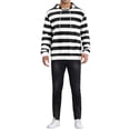 thumbnail image 2 of SUDADERA CON CAPUCHA DE RAYAS PARA HOMBRES INSPIRE CHIC, CON BOLSILLO FRONTAL, CORDÓN, MANGAS LARGAS, PULLOVER, TALLA L, NEGRO Y BLANCO, 2 of 6