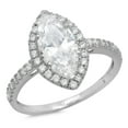 thumbnail image 1 of 2.38 ct Marquise Cut Real Genuine Natural Diamond VS1-VS2 I-J 18K White Gold Halo Promise Wedding Statement Engagement Designer Ring W/ Crystal side stones size 8, 1 of 6