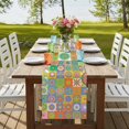 thumbnail image 4 of Table Runners 70 Inches Long Dress Scarves, Colorful Ethnic Farmhouse Coffee/Dining/Kitchen Table Decor, Holiday Table Runner, Modern Abstract National Geometric Green 13x70 Inch, 4 of 9
