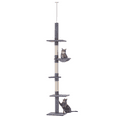 thumbnail image 3 of Pawhut Adjustable Height Floor To Ceiling Vertical Cat Tree, Gray and White, 9', 3 of 10