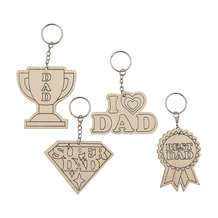 Fun Express Wooden Craft Keychain Best Dad Keychain, Wood, 12 Count
