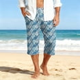 thumbnail image 2 of JoveMarine Mens Swim Trunks Men's Casual Hawaiian Print Drawstring Cropped Capri Pants Resort Print Swim Trunks with Elastic Waist Summer Beach Shorts for Vacation Spring Travel ,Royal Blue L, 2 of 8