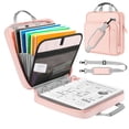thumbnail image 2 of MoKo Zipper Binder with Strap Handle, 2 inch 3 Ring 500 Sheet Capacity Multi-Pockets Binder Organizer, School Office Supplies, Pink, 2 of 8