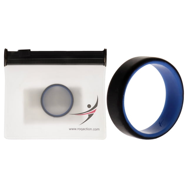 Anillo de boda de silicona de 2 capas biselado de 8 mm Azul-Negro ROQ para hombres Anillo de 16 mm