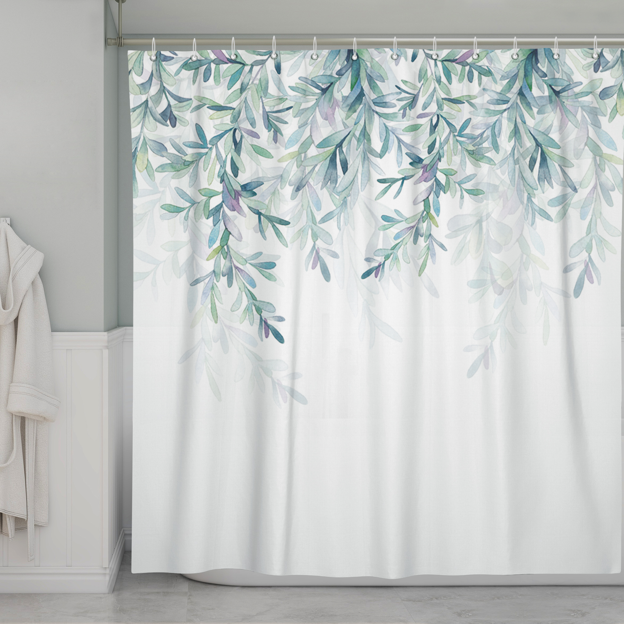Afuly Summer Shower Curtain Green Leaf Bathroom Decor Bath Shower