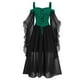 thumbnail image 2 of mfyjkho Vestidos de tallas grandes, Vestido gótico de Halloween para mujer, con tirantes, hombros descubiertos y encaje de malla y retazos Vestidos para invitadas de boda para mujer m, 2 of 7