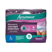 Assurance Womens Overnight Incontinence and Postpartum Underwear, L, Ultimate Absorbency, 16 Count