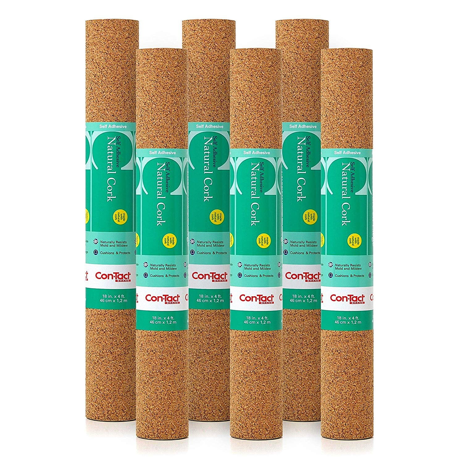 ConTact Adhesive Natural Cork, 18'' x 4', Pack of 6 Shelf and Drawer