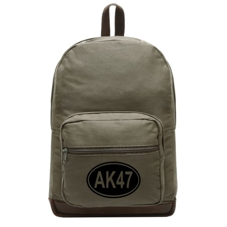 AK47 Canvas Teardrop Backpack with Leather Bottom (Best Ak 47 For The Money)