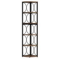 Canddidliike 6-Tier Corner Shelf, 67" Corner Bookshelf Shelving Unit, Bookshelf for Indoor as Home, Brown