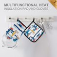 thumbnail image 4 of Yayeee Oven Mitts and Pot Holder Set of 2 Heat Resistant Kitchen Gloves Baking Hot Pad, Dark Blue Hand Drawn Sailboats, 4 of 5