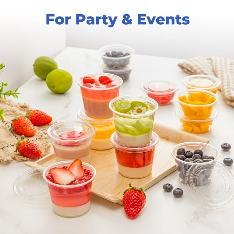 Fit Meal Prep 250 Pack 2 oz Small Portion Cups with Lids, Clear