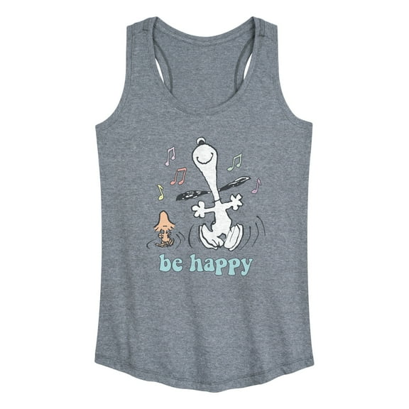 Peanuts - Be Happy Snoopy And Woodstock - Women's Racerback Tank Top