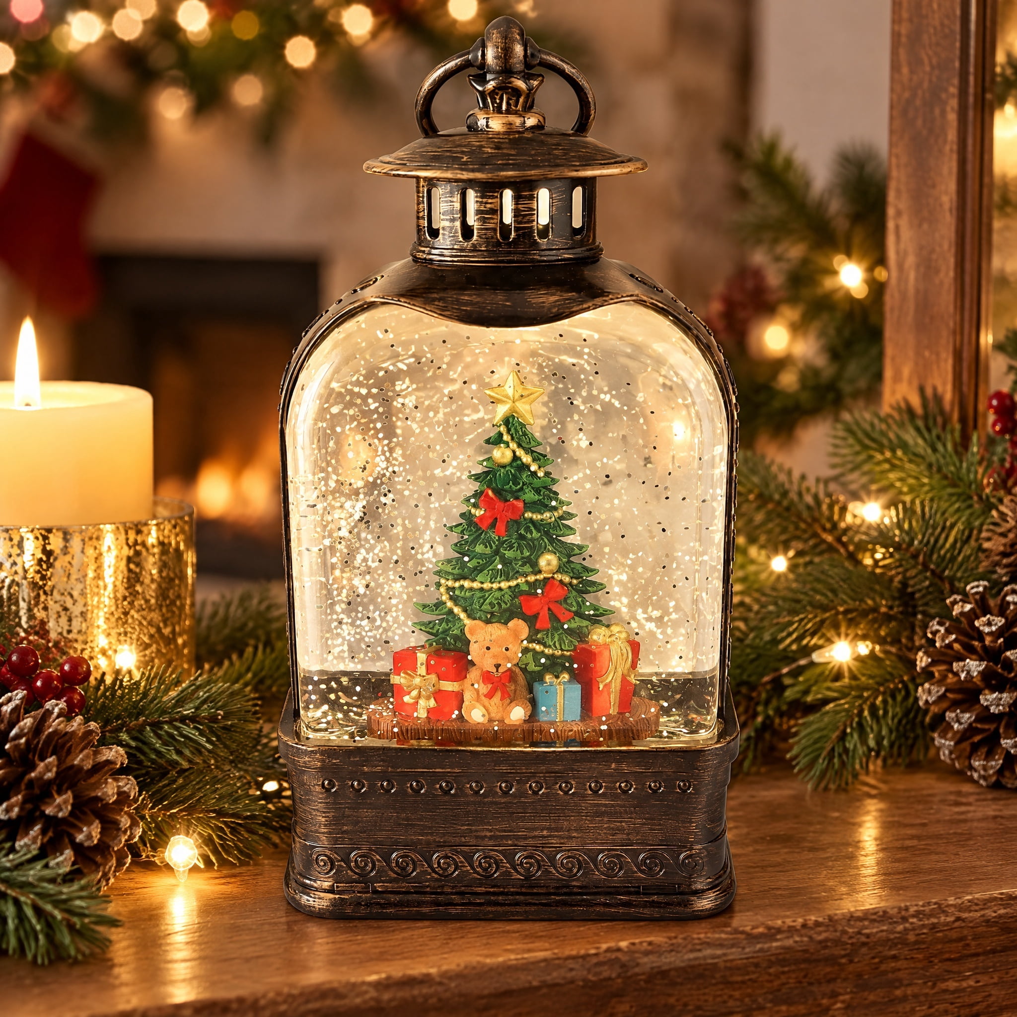 Light-Up Tree Water Lantern Christmas Decoration, Multicolor, 10.8", by Holiday Time