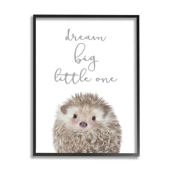 Stupell Industries Dream Big Little One Adorable Inspirational Hedgehog,11 x 14,Designed by Leah Straatsma