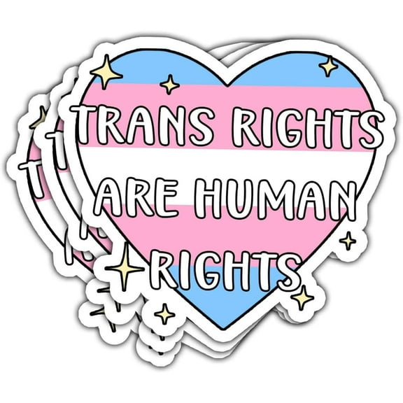 3 Pcs Trans Rights are Human Rights Sticker, Equality Bumper Sticker, Trans Human Rights Ally Stickers - Vinyl Sticker 3x3 for Water Bottles Laptop Phone Car Helmet Hard Hat