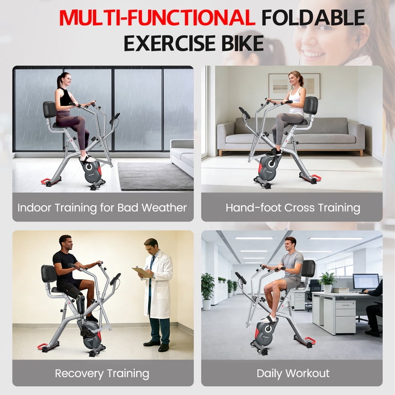 Pooboo Indoor Magnetic Cycling Bike with Arm Exerciser photo 2