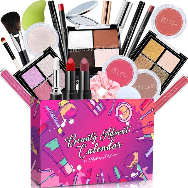 Calendario de adviento de maquillaje OUXUNX 2024 con 24 sorpresas de belleza