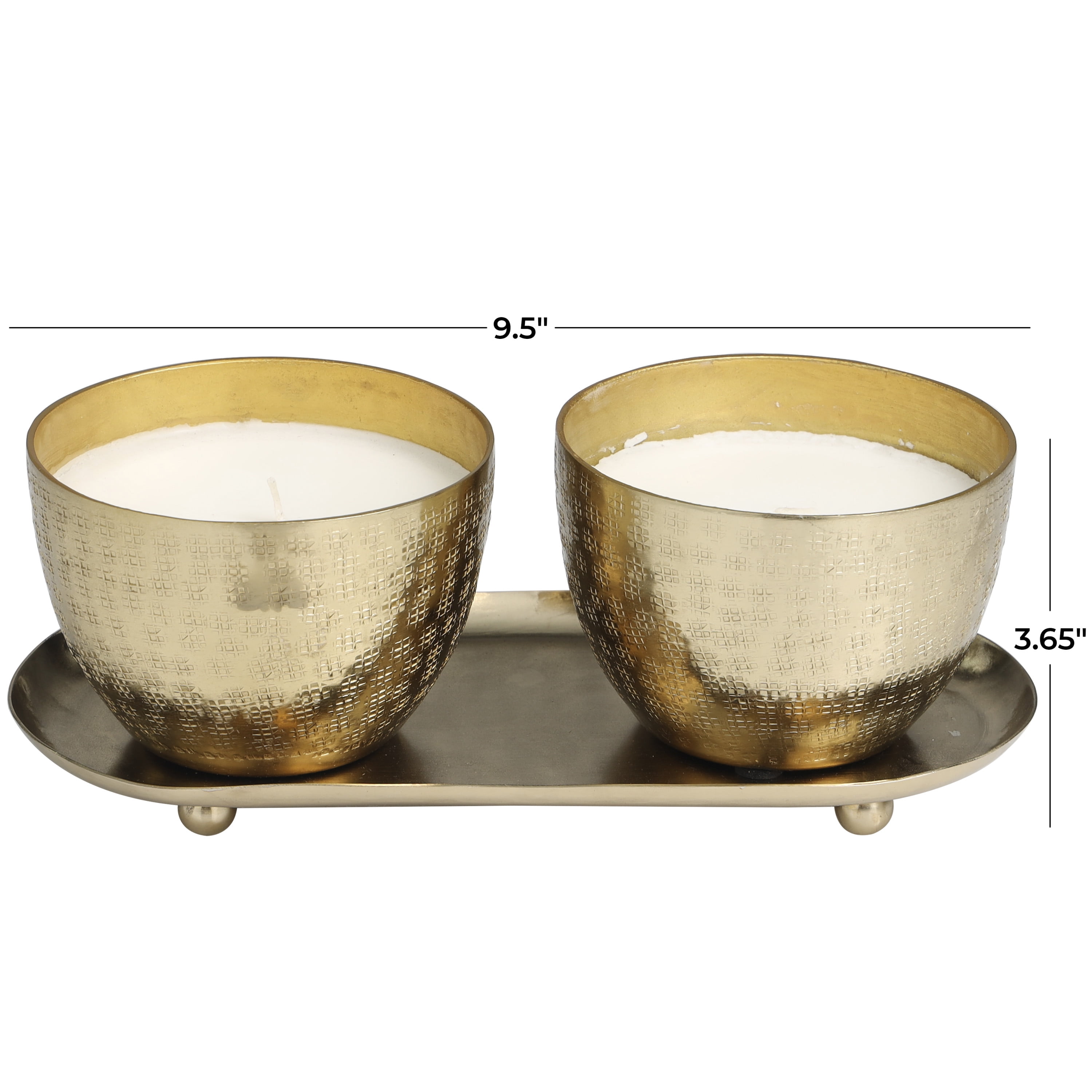CosmoLiving by Cosmopolitan 2 Holder Gold Metal Roses in Paradise Scented Grid Patterned 10 oz 1 Wick Candle with White Wax, (Set of 2)