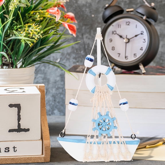 SWETRACE 1Pc Vintage Wooden Sailboat Model Multi-Color Nautical Decor for Table, Room, Office, and Home Decoration
