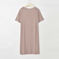 thumbnail image 4 of Women's Soft Short Sleeve Nightgown Crew Neck Stretchy Comfortable Loose Midi Bedroom Loungewear Dress Khaki L, 4 of 5
