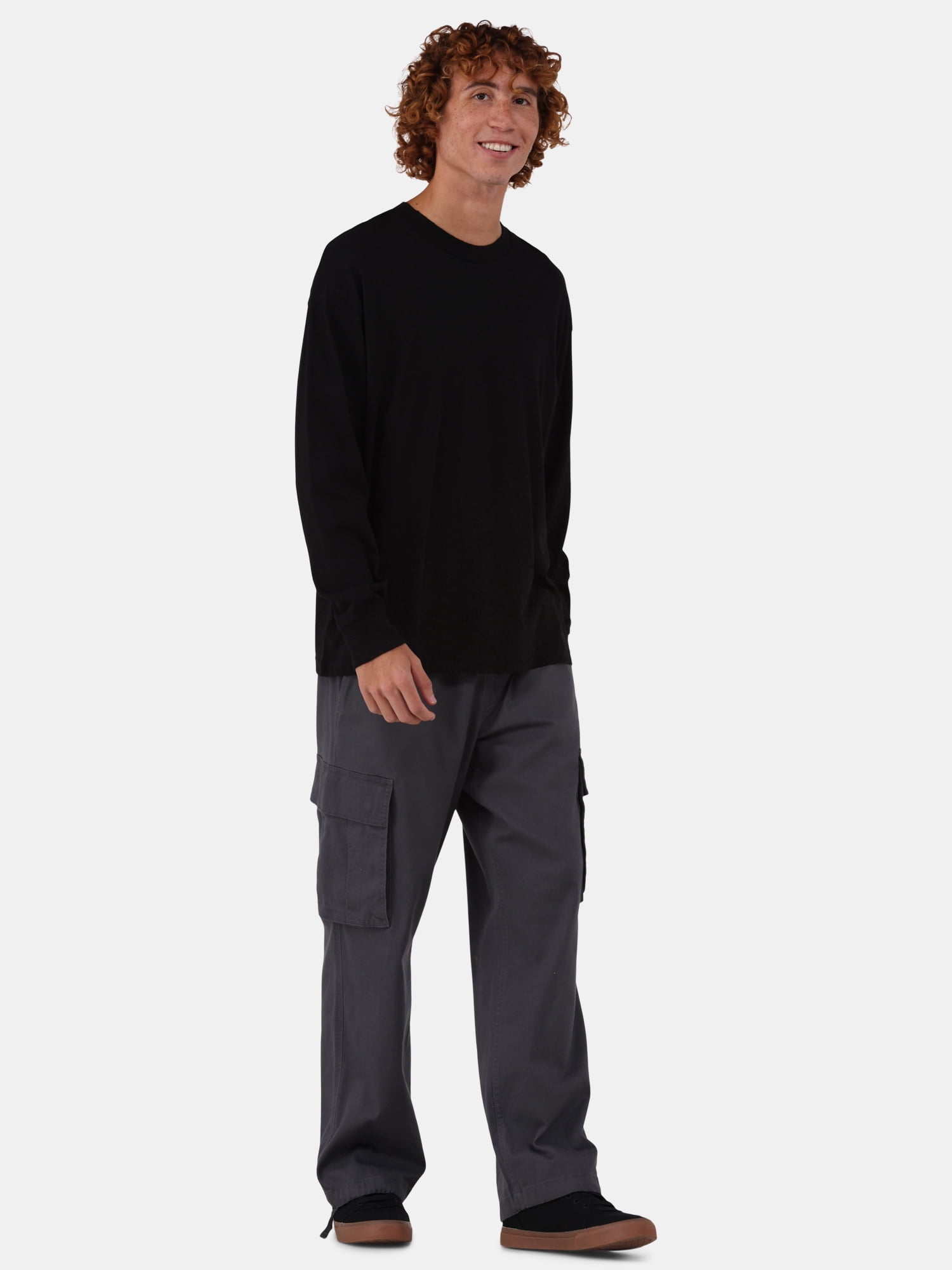 No Boundaries Men's & Big Men's Oversized Long Sleeve Tee Shirt, Sizes XS-5XL