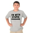 thumbnail image 5 of I'm With Stupid Classic Rude Insult Crewneck T Shirts Boy Girl Teen Brisco Brands XS, 5 of 6