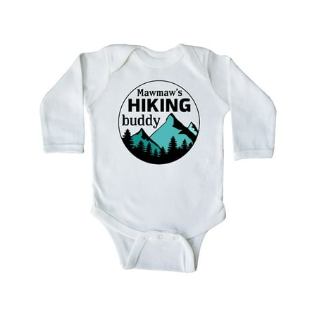 

Inktastic Mawmaw s Hiking Buddy with Mountains and Trees Gift Baby Boy or Baby Girl Long Sleeve Bodysuit