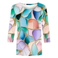 thumbnail image 5 of CYMMPU Spring Tops Crew Neck 3/4 Sleeve Tunic Tops Fall Trendy Shirts Floral Pattern Blouses for Women Dressy Casual Loose Fit Lightweight Basic Tees Multicolor M, 5 of 5