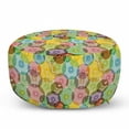 thumbnail image 1 of Abstract Pouf Cover with Zipper, Geometrical Image Rounds with Vintage Retro Designwith Rainbow Colors Art Print, Soft Decorative Fabric Unstuffed Case, 30" W X 17.3" L, Multicolor, by Ambesonne, 1 of 5
