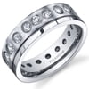 Men's 7mm Cubic Zirconia Eternity Wedding Band Ring in Titanium