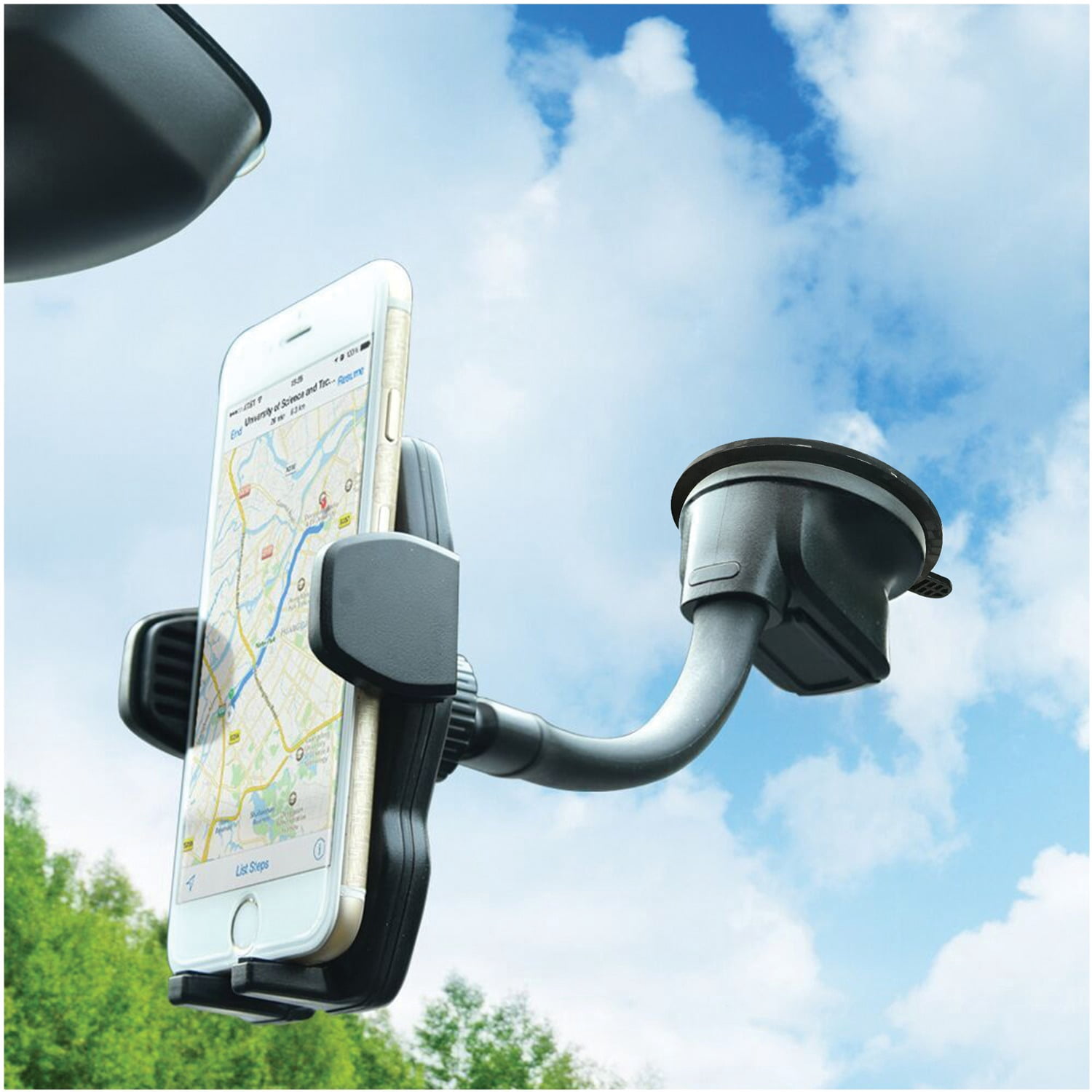 Mpow M4.0-Triple Sided Grip Dashboard and Windshield Phone Mount, Universal Phone Car Mount, iPhone, Galaxy, Android Compatible