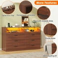 thumbnail image 6 of Winkalon 6 Drawers Dresser With Light ,Modern Storage Tower Dressers Chests With 2 Open Cubby,Large Organizer for Bedroom,Walnut, 6 of 8