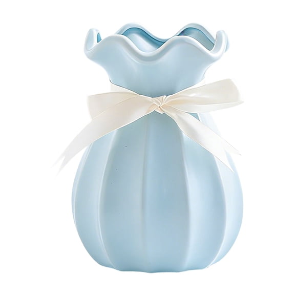 CHELIASD Flower Vase for Home Décor, Ceramic Bow Vase Mouth Bag Shape Household Dried Flowers for Living Room Bedroom Farmhouse Home Table Decor Cute Birthday Gift