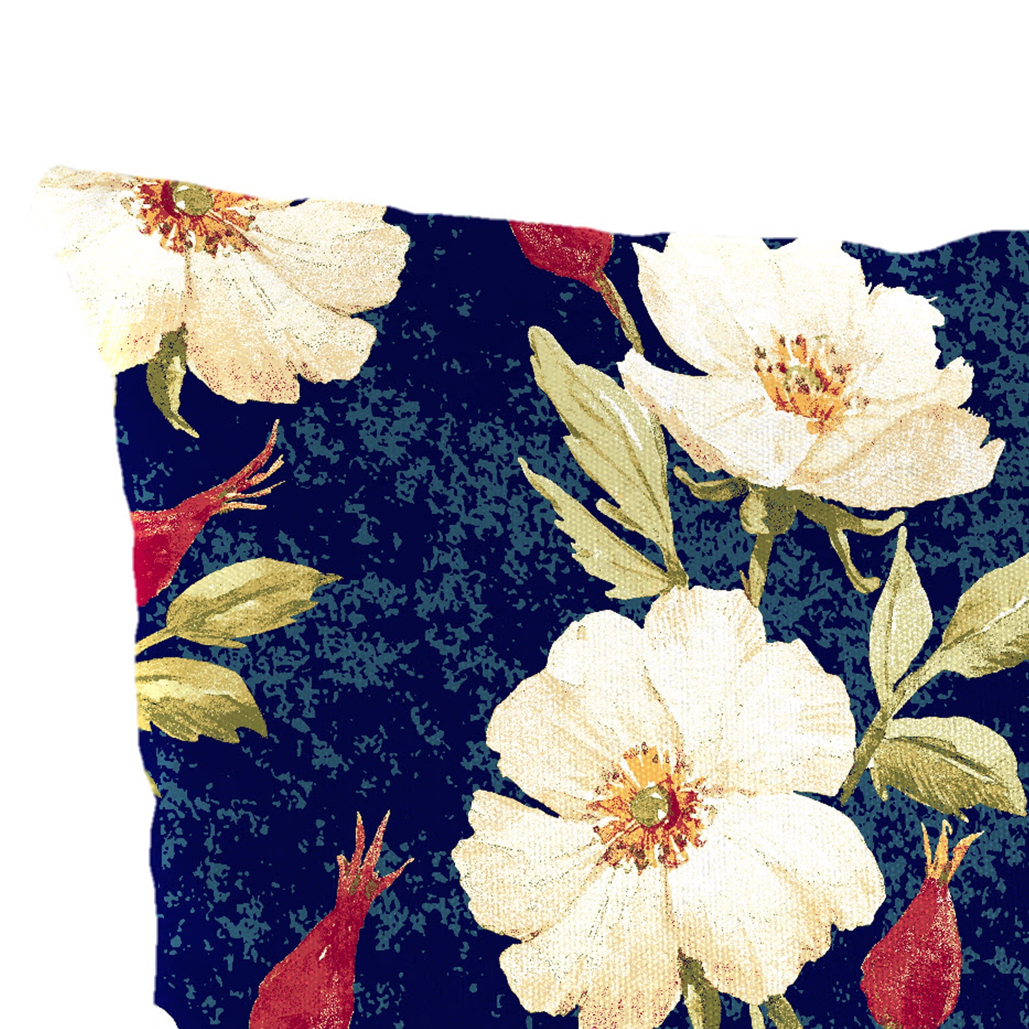 Jordan Manufacturing 12" x 19" Rose Garden Navy Floral Rectangular Outdoor Lumbar Throw Pillow (2 Pack)