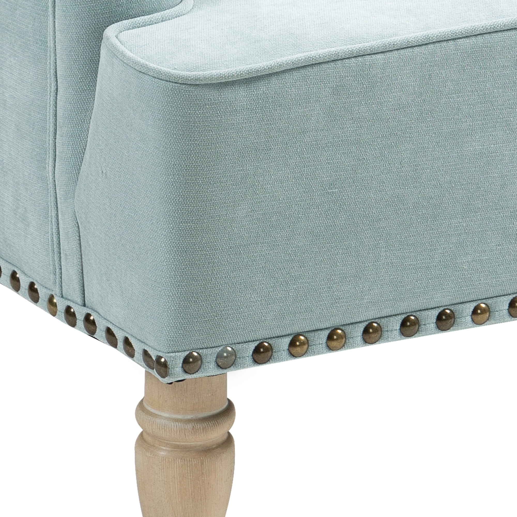 MOONMISS Modern Accent Chair Capacity Retro Wood Legs Nailhead Trim Comfy Upholstered Armchair for Living Room Bedroom,Light blue