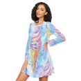 thumbnail image 3 of FORMRS Womens Long Sleeve Nightgowns Crew Neck Sleep Shirt Soft Pajamas Sizes S-3XL, Watercolor Ice Cream Pattern, 3 of 8
