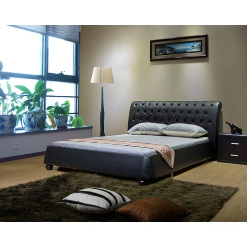 Greatime B1127 Upholstered Modern Platform Bed, California King, Black