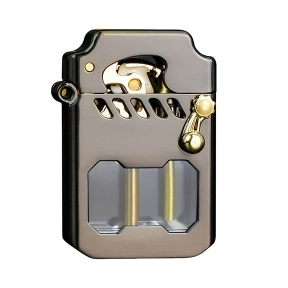 Mecha Metal Rocker Lighter, Retro Transparent Oil Tank Lighter, Metal Rocker Kerosene Lighter, Retro Metal Rocker Kerosene Windproof Lighter, One-button Ejection Transparent Chamber Rocker Lighter