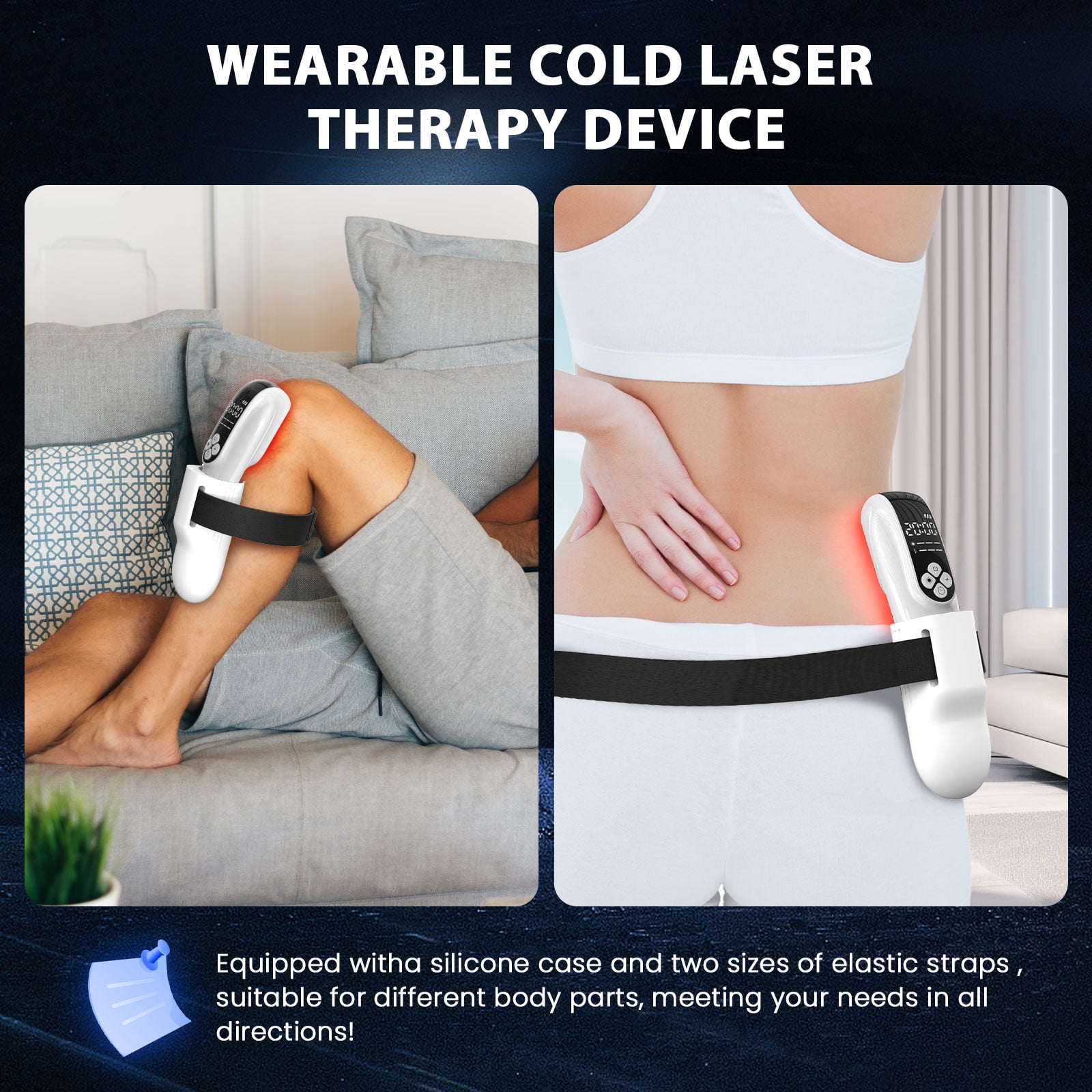 4X808Nm+12X650Nm Red Light Is Designed for Home Use, 2 in 1 Design,Handheld, With Fixing Strap, for Body and Limbs