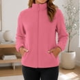 thumbnail image 5 of Annhoo Womens Fleece Full Zip Jackets Stand Collar Casual Solid Color Fall Winter Outerwear Coat with Pockets, 5 of 9