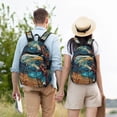 thumbnail image 4 of Disketp Stained Glass Eagle USA print Canvas Backpack Lightweight Travel Daypack Student Rucksack Laptop Backpack-Medium, 4 of 5